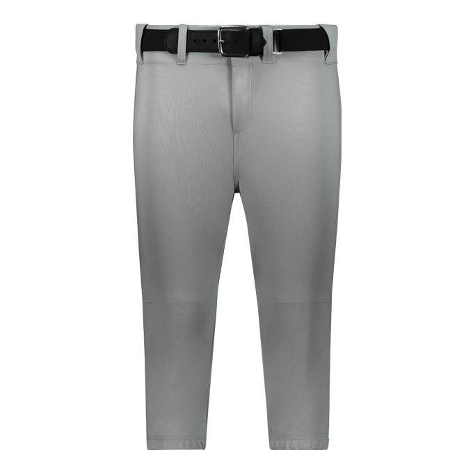 Grey pants with a black belt on a grey background