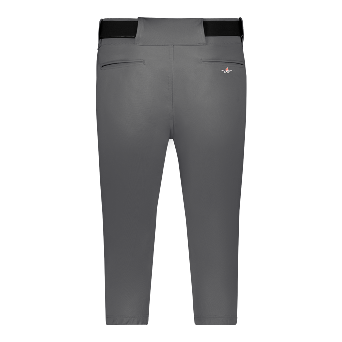 Gray pants with a black belt on a white background