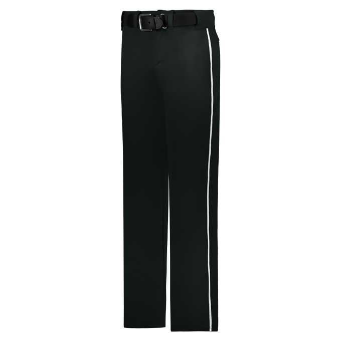 Black pants with a white stripe on a white background