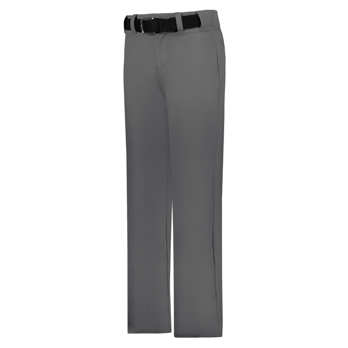 Gray pants with a black belt on a white background