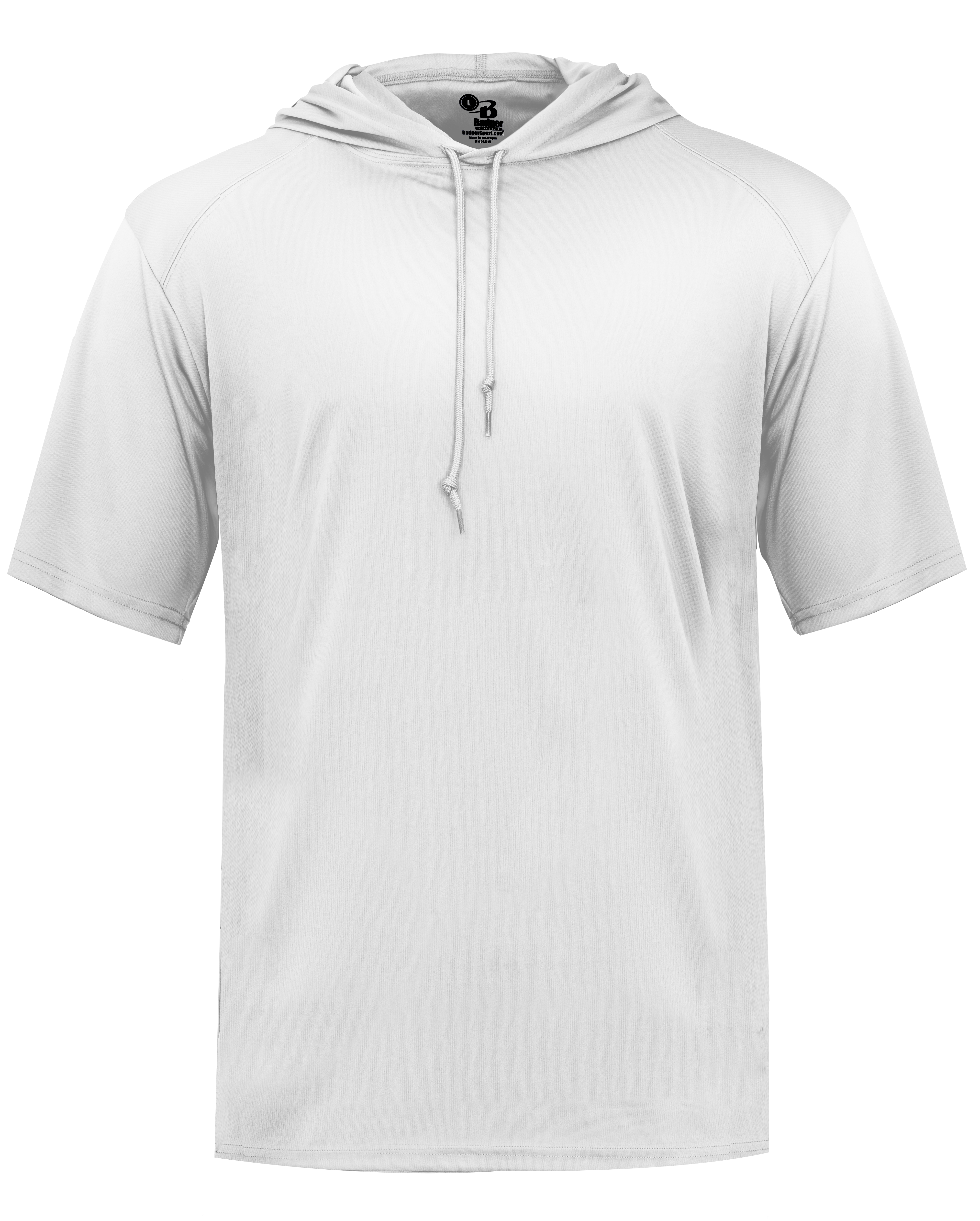 White short-sleeve hoodie on a white background