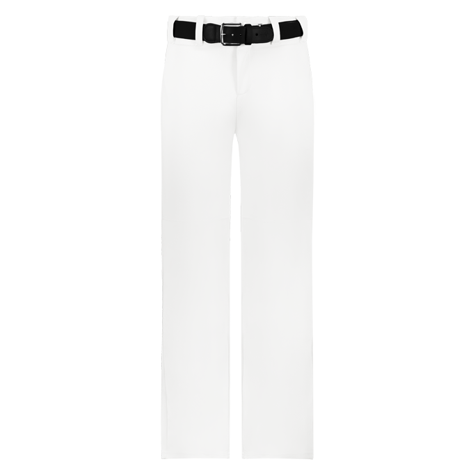 White pants with a black belt on a white background