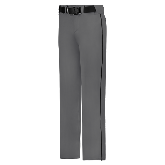 Gray pants with a black belt on a white background