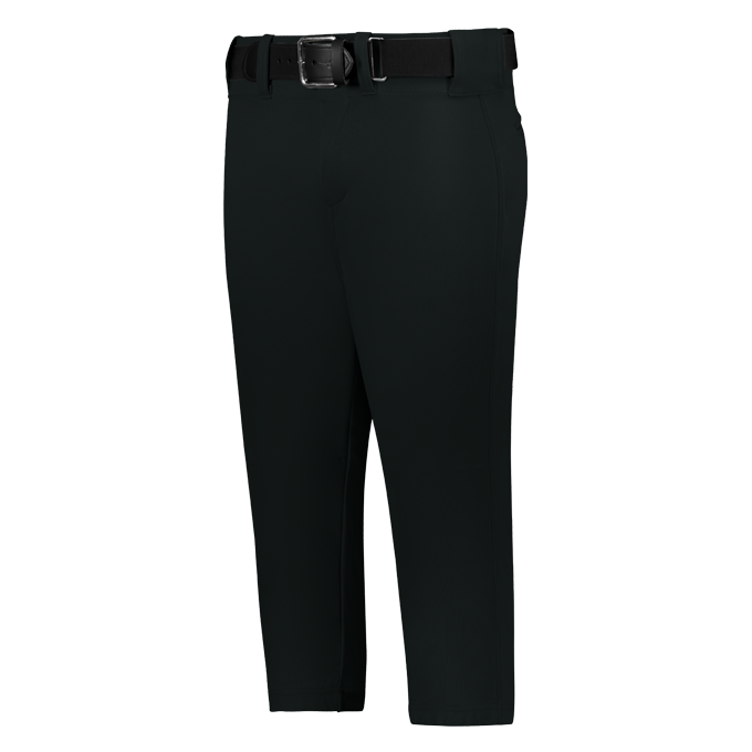 Black pants with a belt on a white background