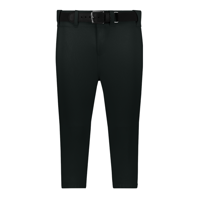 Black pants with a belt on a white background