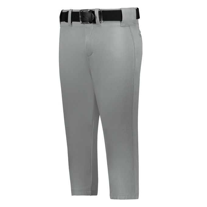 Grey pants with a black belt on a grey background