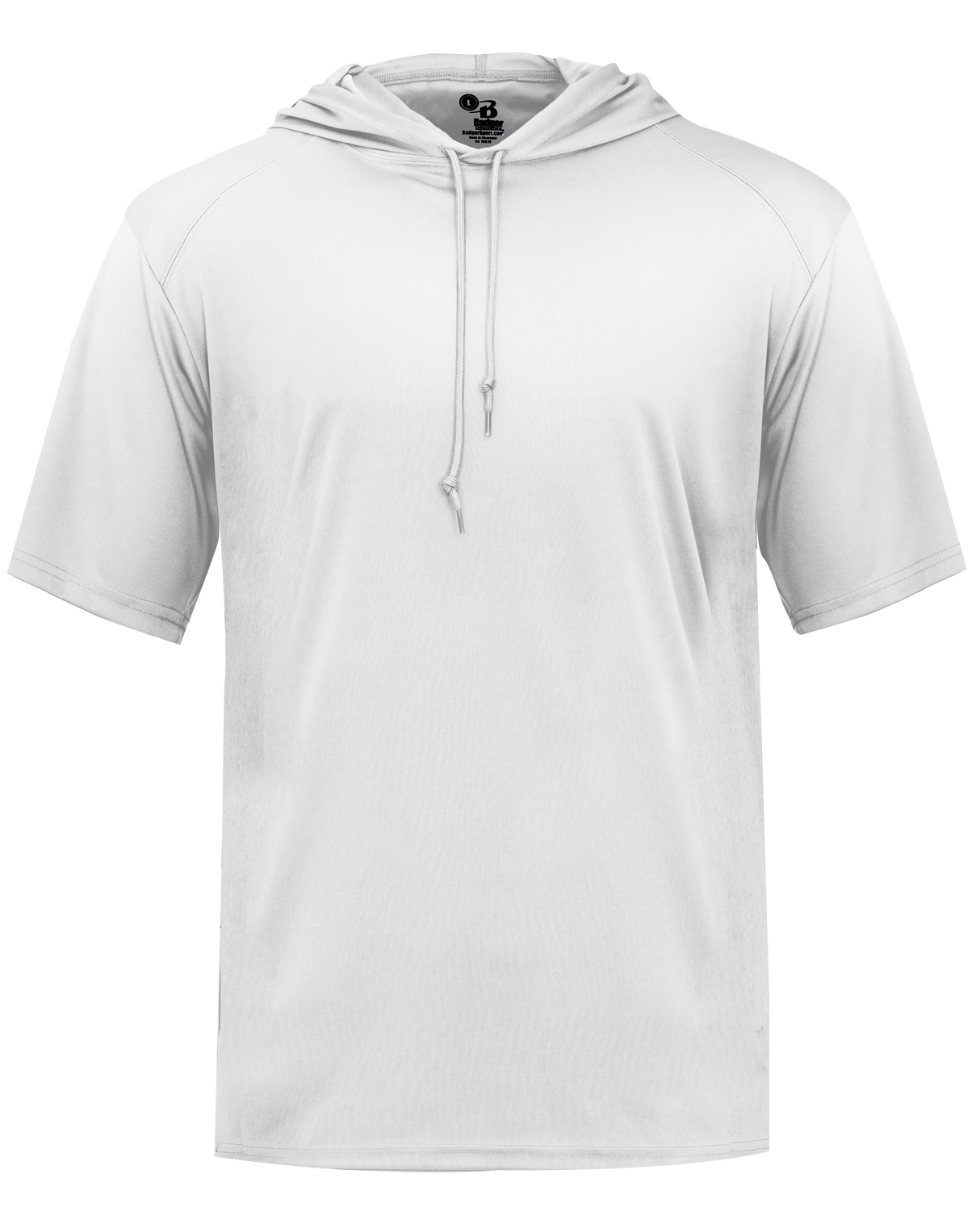White short-sleeve hoodie on a white background