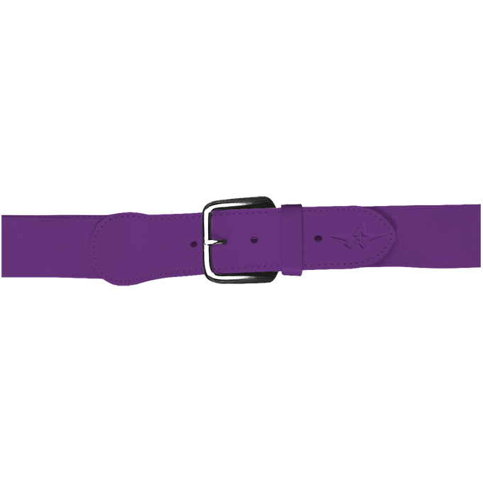 Purple belt with a silver buckle on a white background