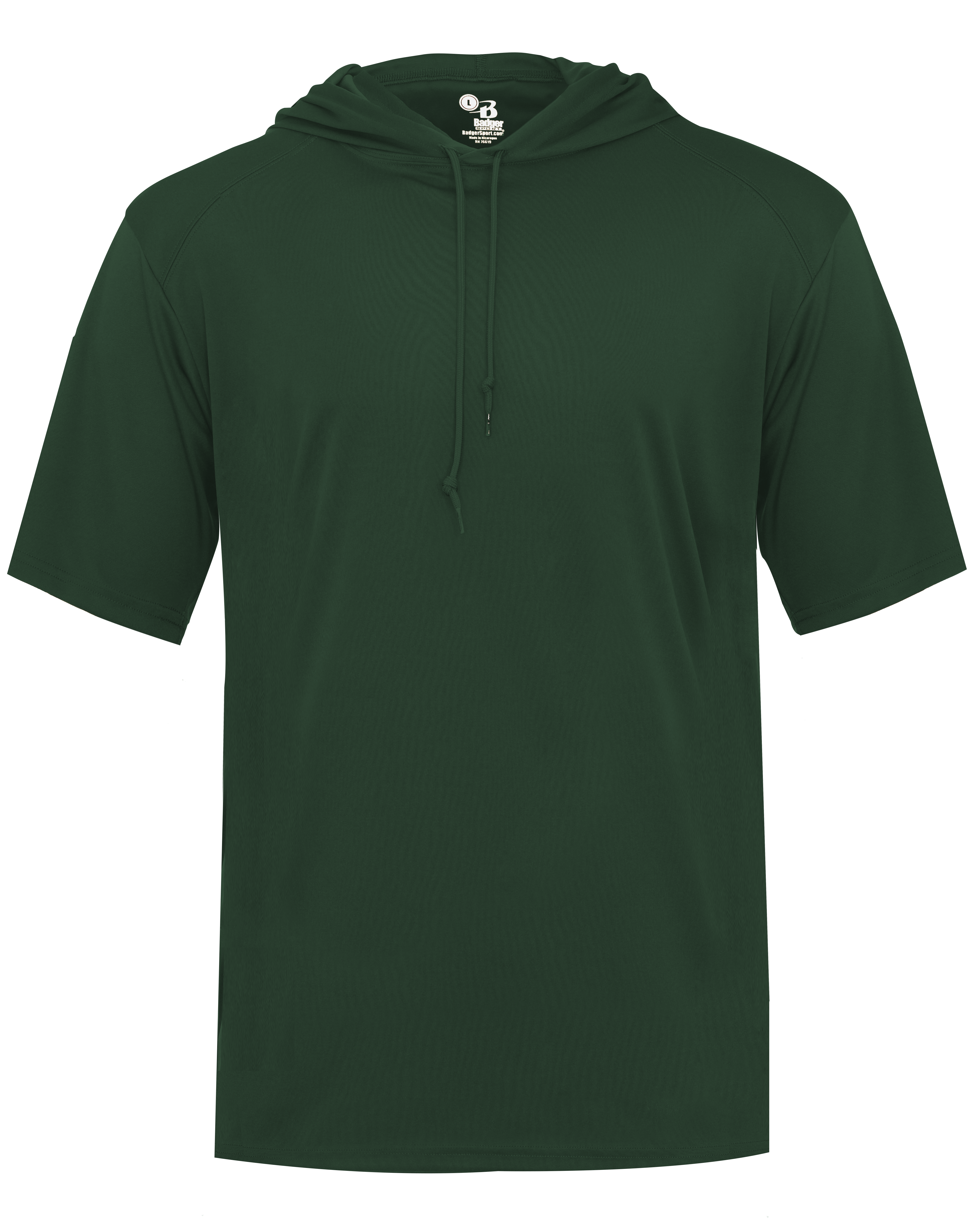 Green short-sleeve hoodie on a white background