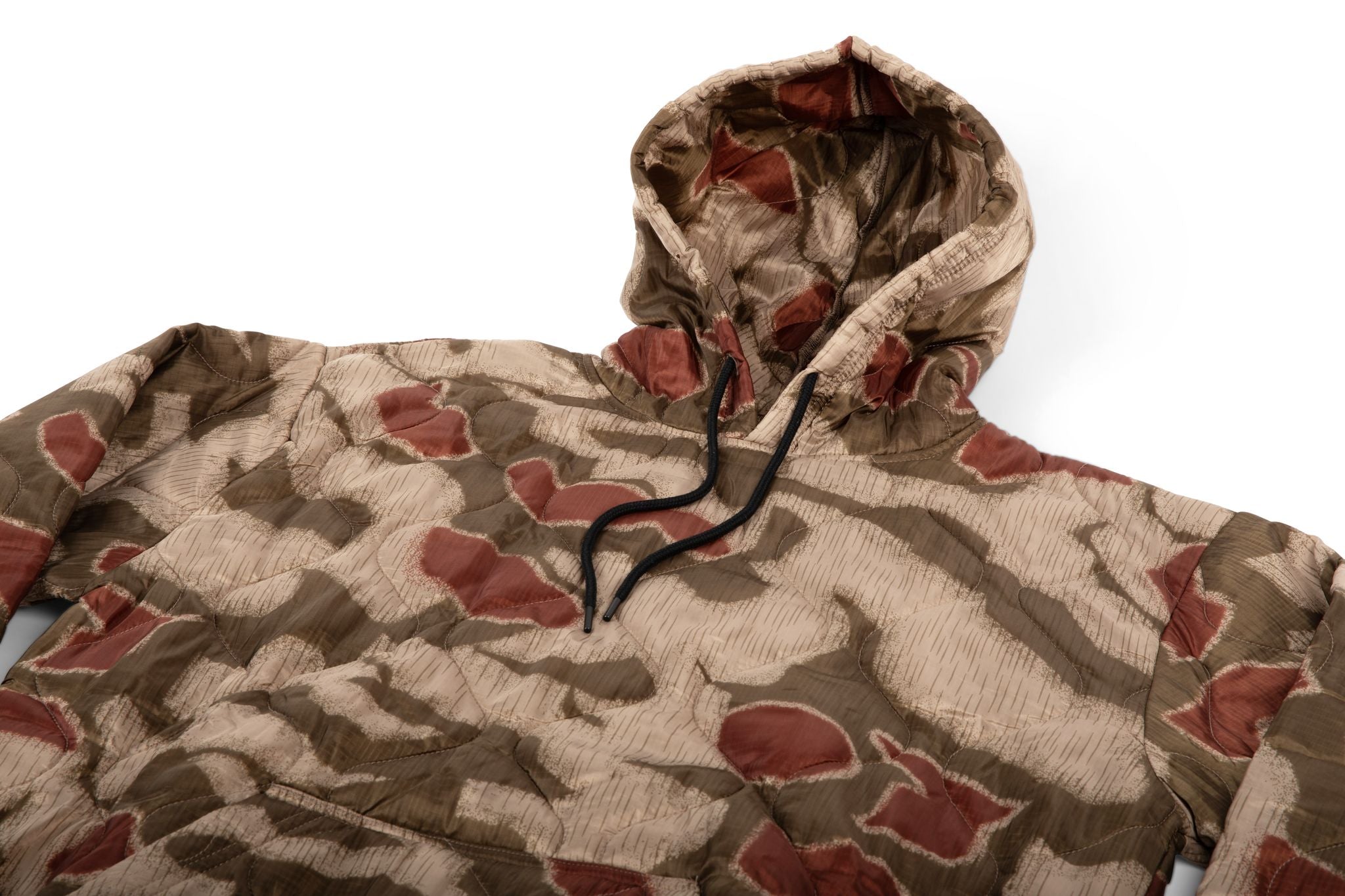 Camouflage-patterned hoodie on a white background