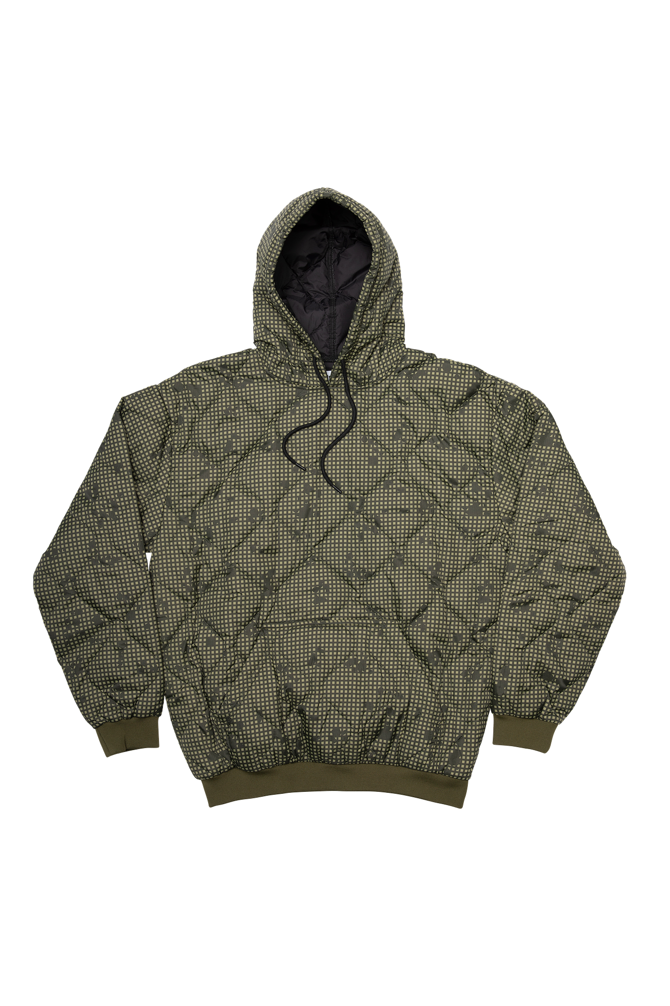 Green patterned hoodie on a white background