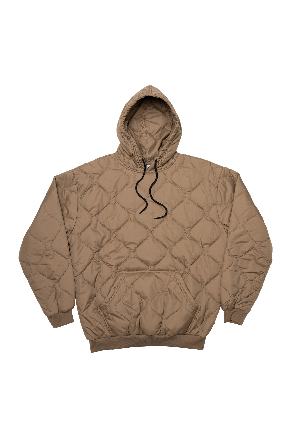 Brown quilted hoodie on a white background