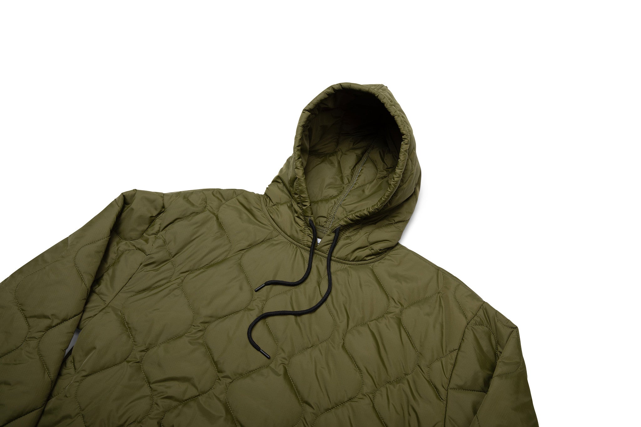 Green hooded jacket on a white background