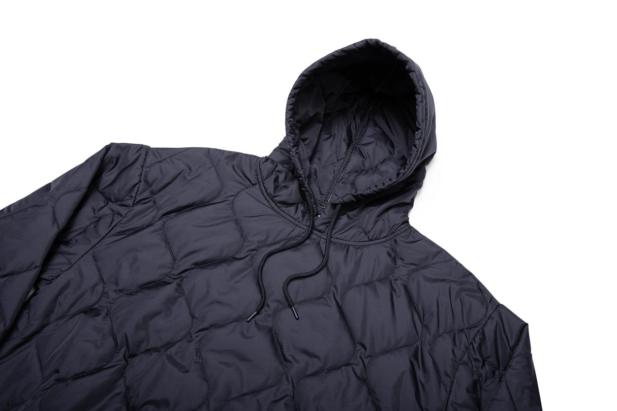 Black hooded jacket on a white background