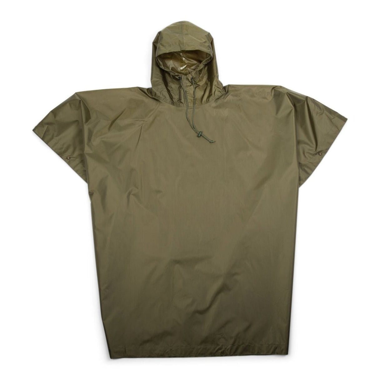 Khaki rain poncho on a white background