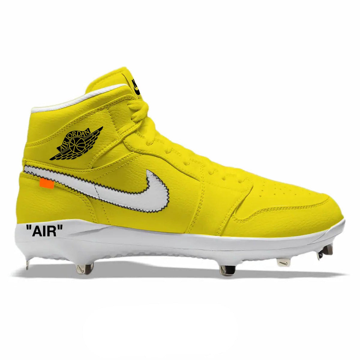 "Yellow Force OW" Jordan 1 Retro Cleats