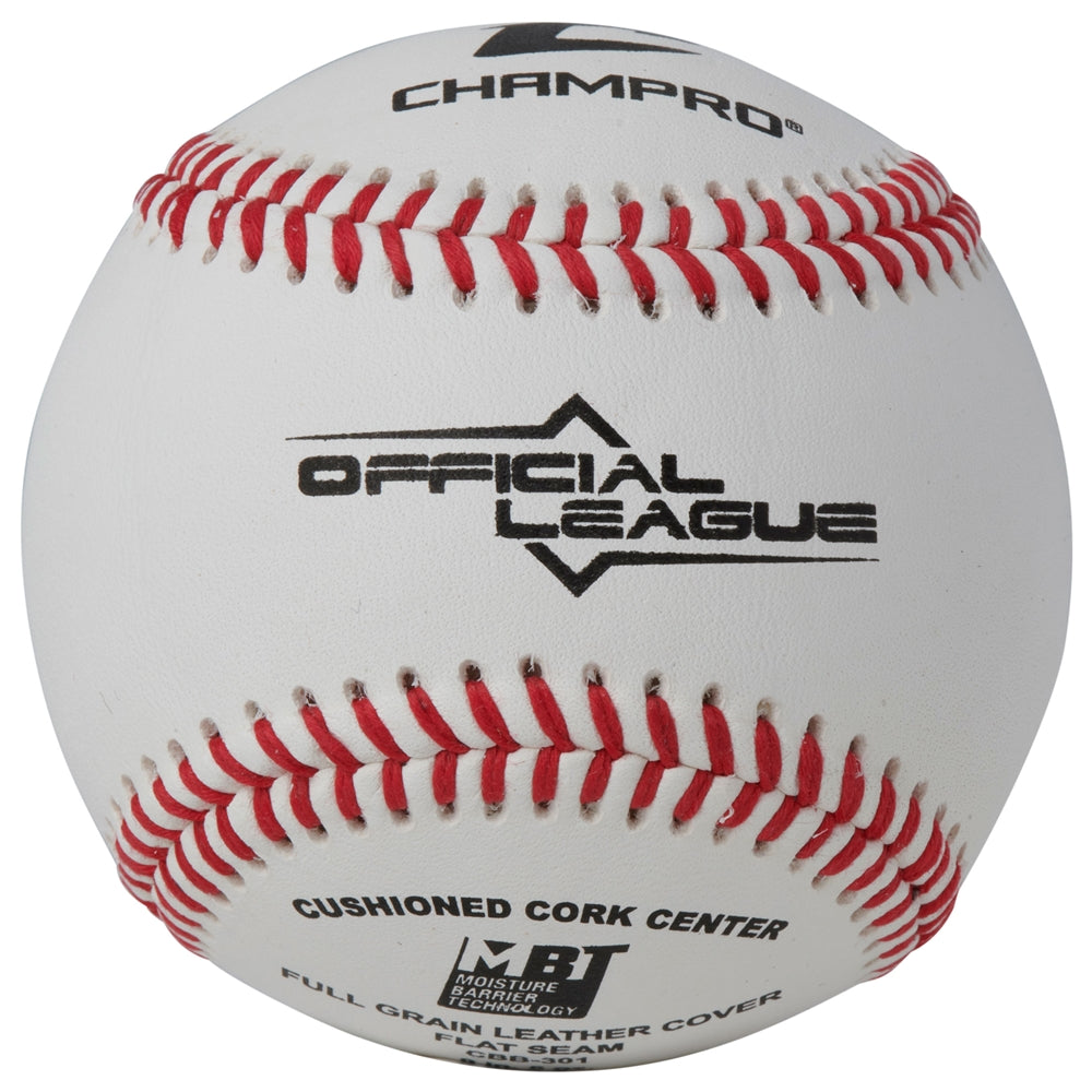 Official League Baseballs - Double Cushion Cork Core - Full Grain Leather Cover - Flat Seam