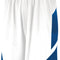 White shorts with blue accents on a white background