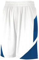 White shorts with blue accents on a white background