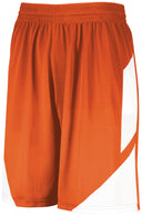 Orange shorts with white stripes on a white background