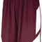 Maroon shorts with a white stripe on a white background