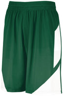 Green shorts with white accents on a white background