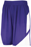 Purple shorts with a white stripe on a white background