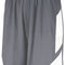 Gray athletic shorts with a drawstring on a white background