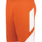 Orange shorts with a white stripe on a white background