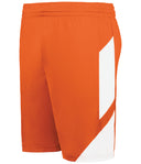 Orange shorts with a white stripe on a white background