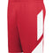 Red shorts with a white stripe on a white background