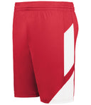 Red shorts with a white stripe on a white background
