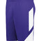 Purple shorts with a white stripe on a white background