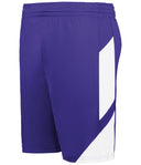 Purple shorts with a white stripe on a white background