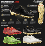Phenom Elite Quantum Carbon Football Cleats – Red Leopard