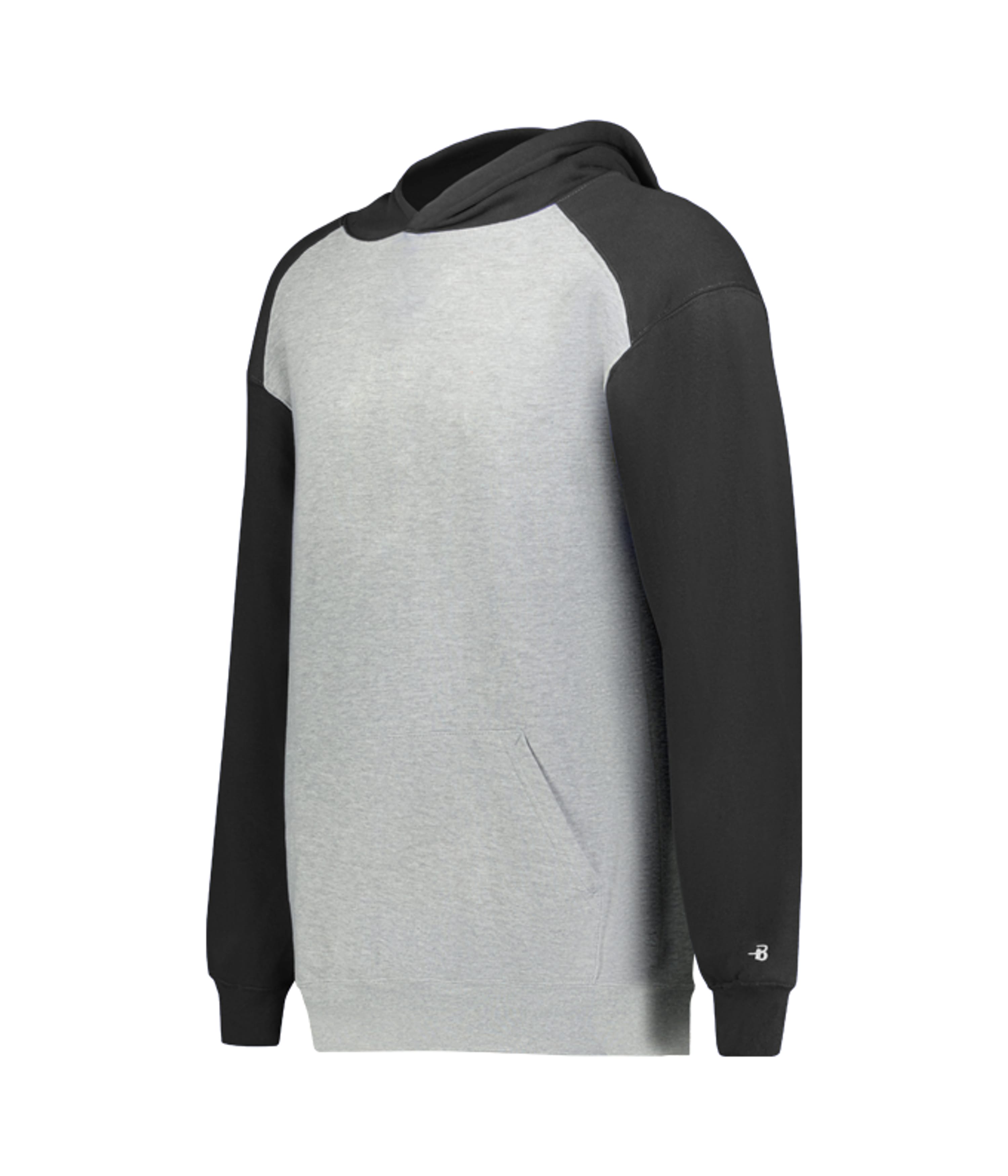 Gray and black hoodie on a white background