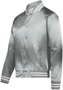 Satin Baseball Jacket/Striped Trim