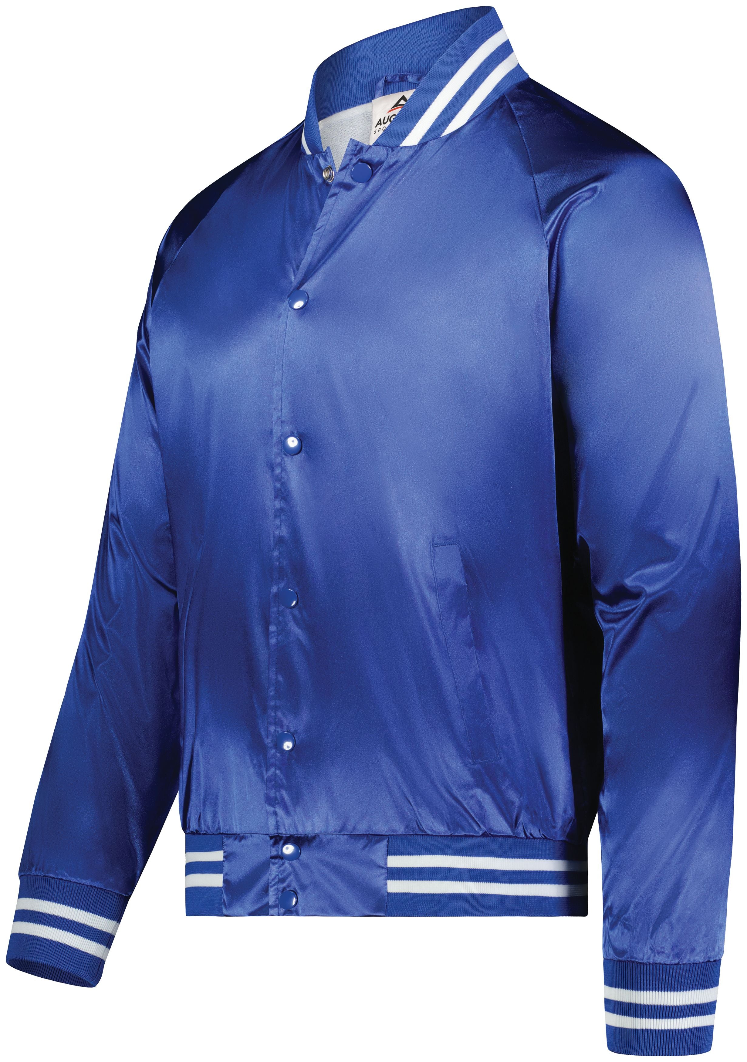 Satin Baseball Jacket/Striped Trim