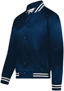 Satin Baseball Jacket/Striped Trim