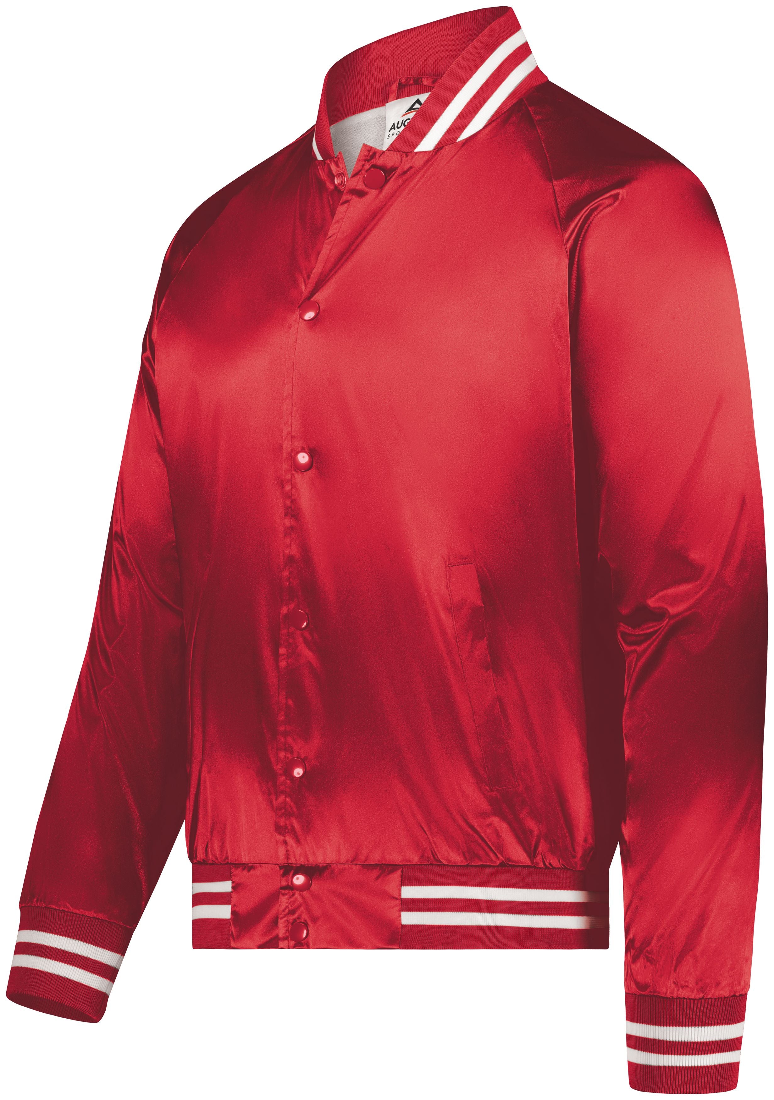 Satin Baseball Jacket/Striped Trim