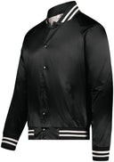 Satin Baseball Jacket/Striped Trim