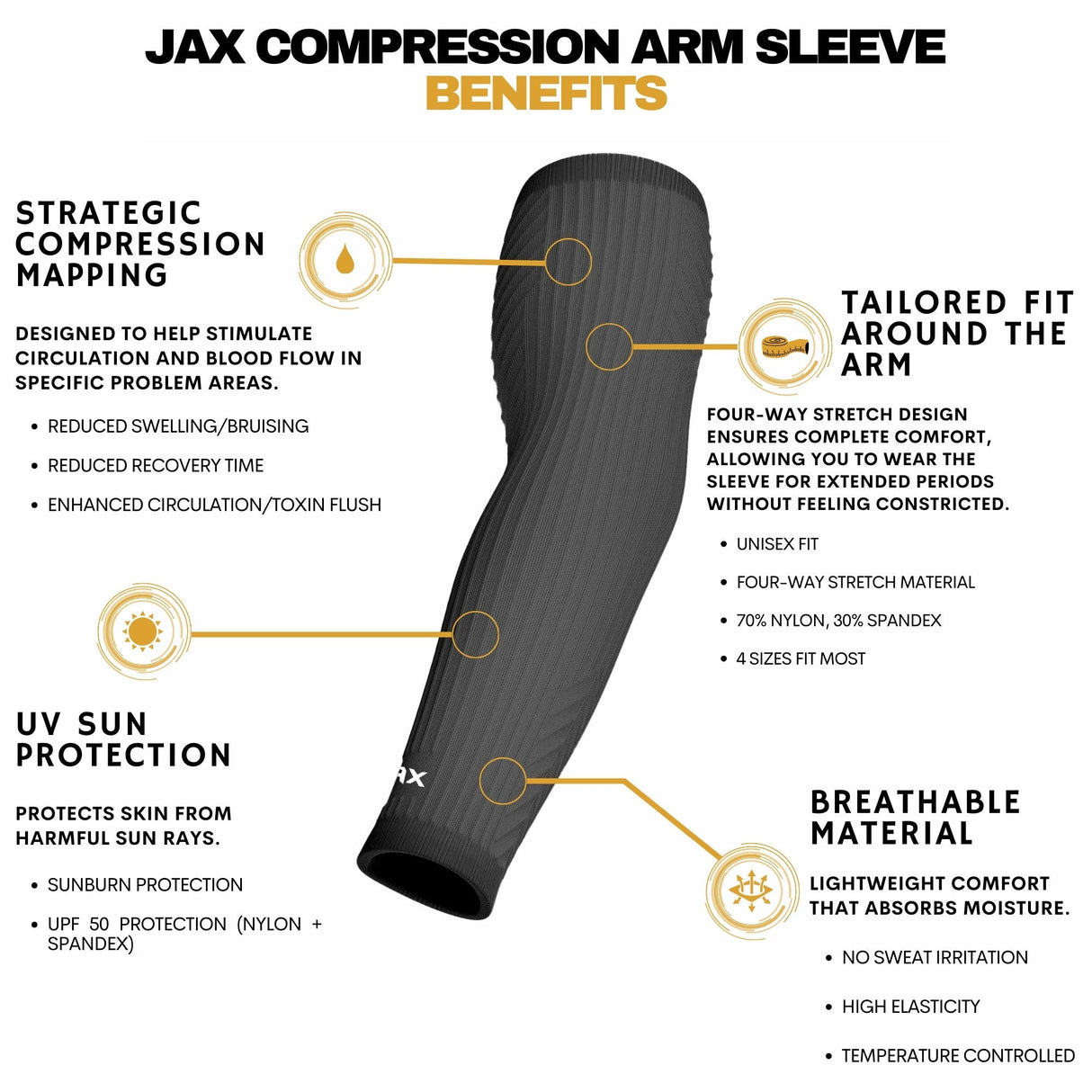 Jax | Restore Recovery Premium Arm Sleeve - Grey - Pro Game Sports