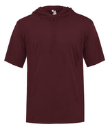 Maroon short-sleeve hoodie on a white background