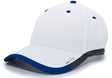 White cap with blue accents on a white background