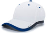 White cap with blue accents on a white background