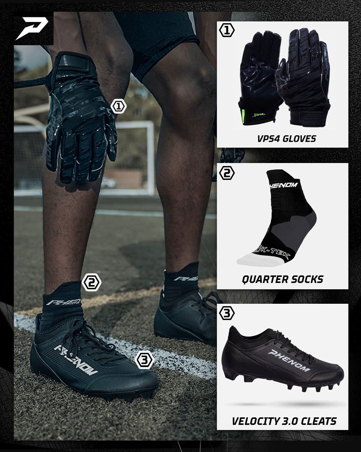 Velocity 3.0: Football Cleats - Black