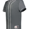 Gray baseball jersey with white accents on a white background