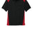Black and red polo shirt with a pocket on a white background