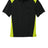 Black and green polo shirt with a brand logo on a white background