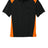 Black and orange polo shirt on a white background